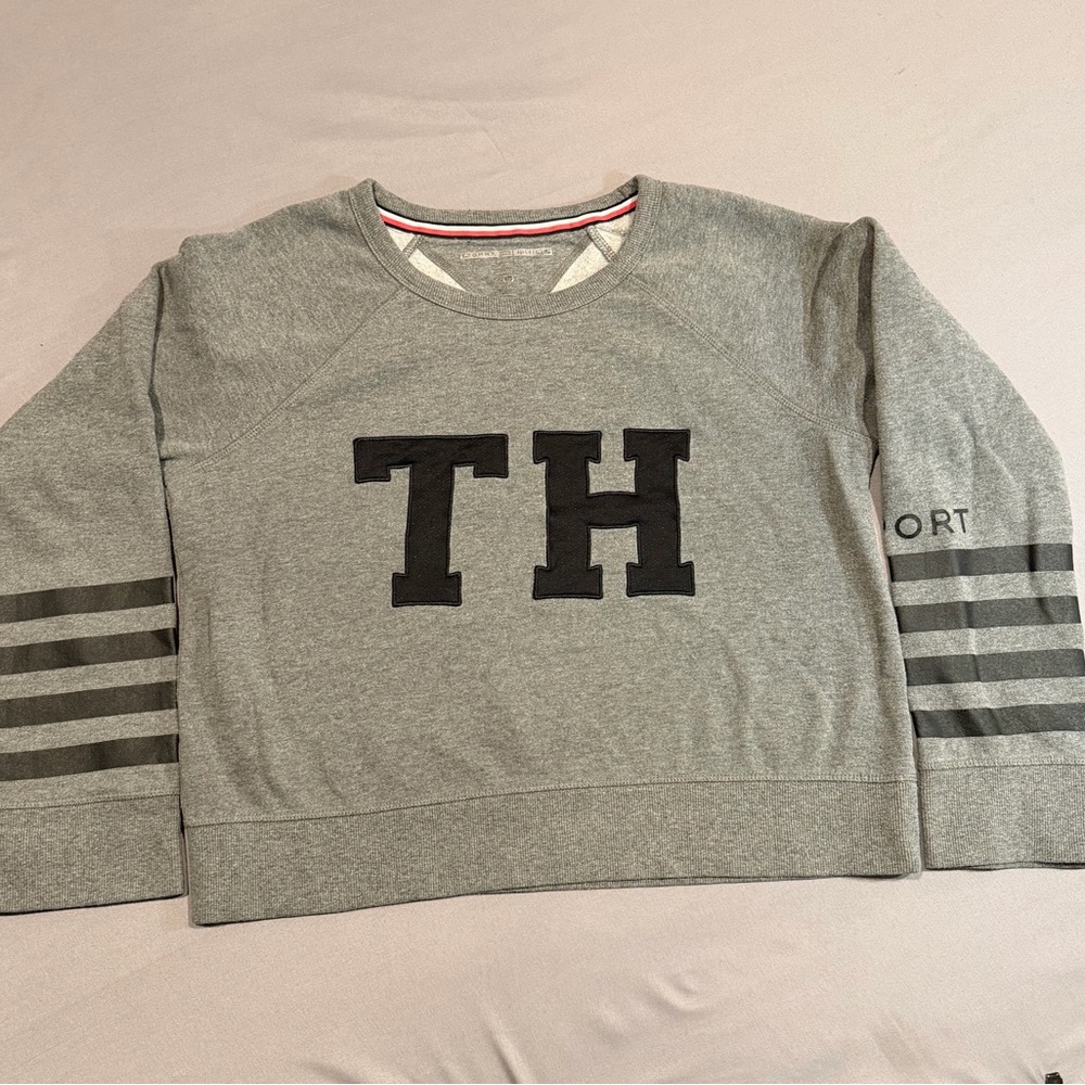 Tommy Hilfiger Sport Women’s TH Logo Sweatshirt SZ S CLR Grey GUC